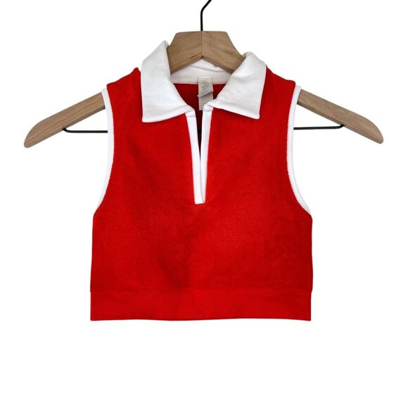 aerie Other - Offline By Aerie Red White Hole In One Terry Polo Sports Bra